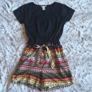 Patterned Button Down Romper